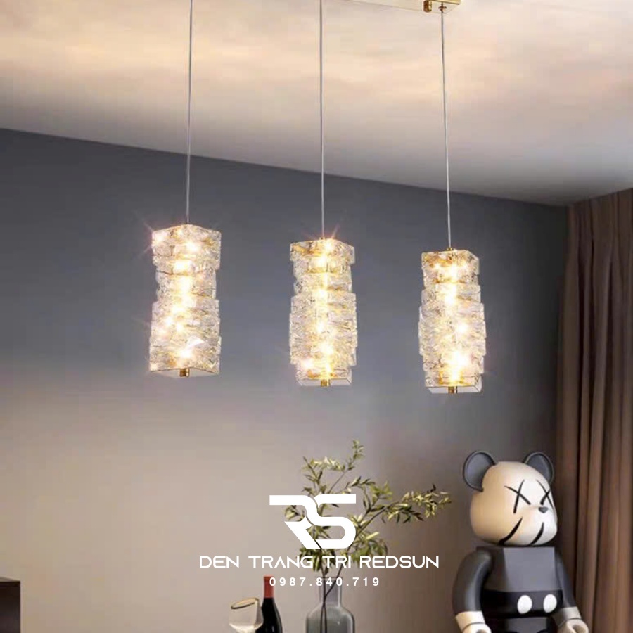 Đèn Thả Trần Lắp Phòng Khách, Phòng Ngủ, Bàn Ăn, Thông Tầng Cầu Thang Hiện Đại Chất Liệu Pha Lê HTK049