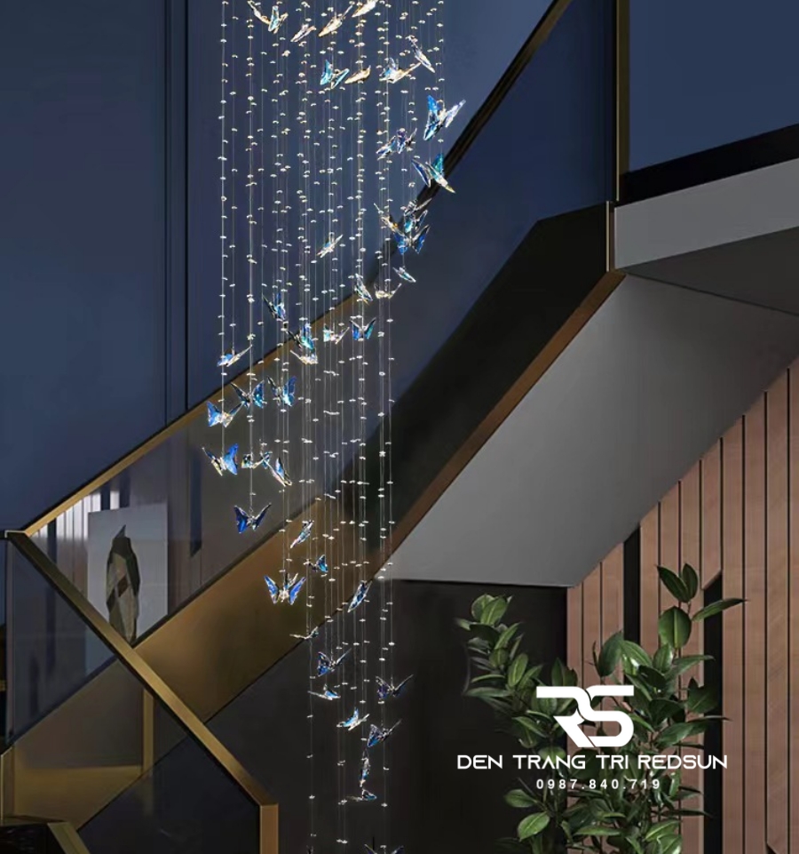 Đèn Thả Thông Tầng Hiện Đại Bướm Pha Lê HTK061