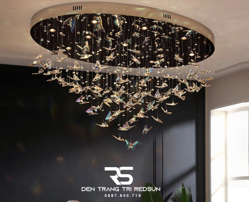 Đèn Thả Thông Tầng Hiện Đại Bướm Pha Lê HTK061