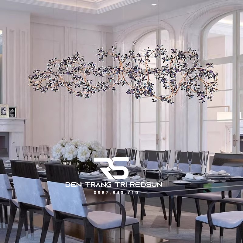 Đèn Thả Thông Tầng Hiện Đại Dải Hoa Pha Lê HTK067 