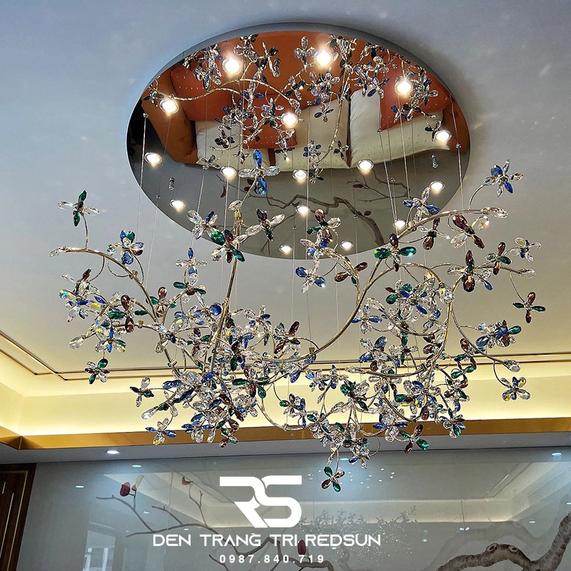 Đèn Thả Thông Tầng Hiện Đại Dải Hoa Pha Lê HTK067 