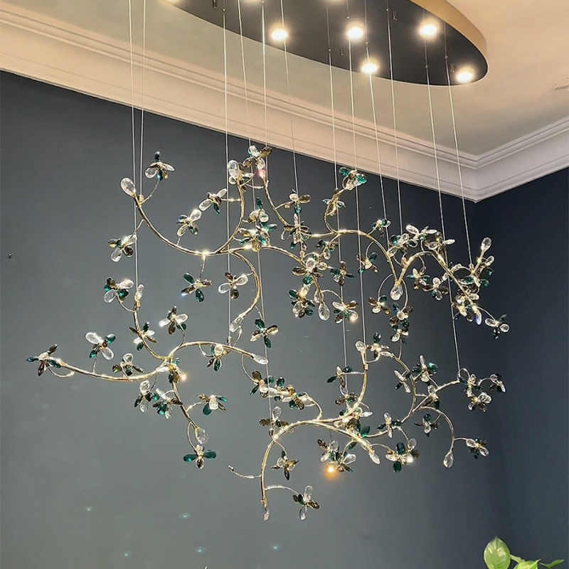 Đèn Thả Thông Tầng Hiện Đại Dải Hoa Pha Lê HTK067 