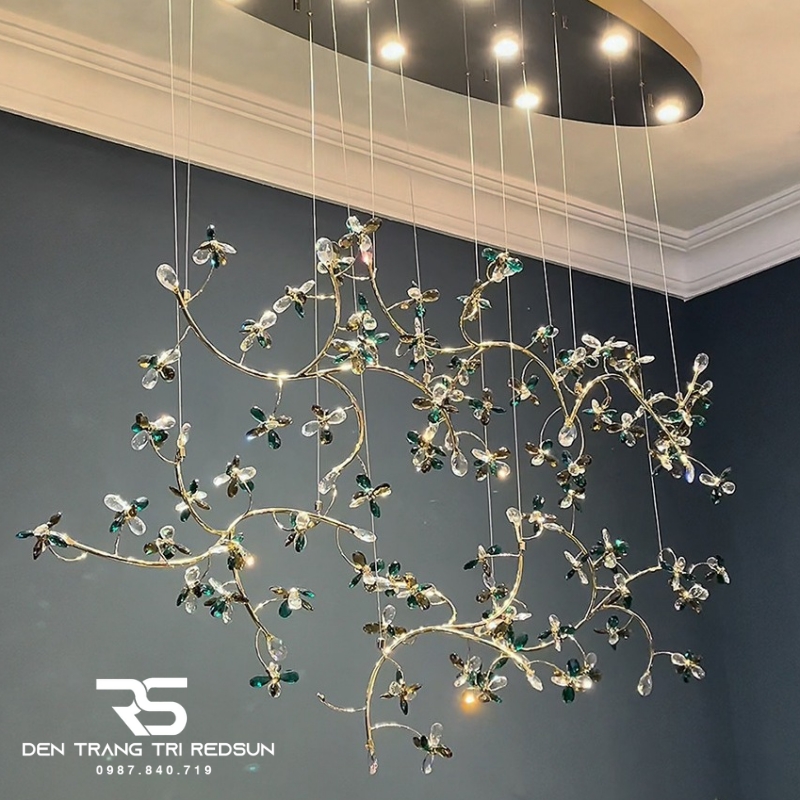 Đèn Thả Thông Tầng Hiện Đại Dải Hoa Pha Lê HTK067 