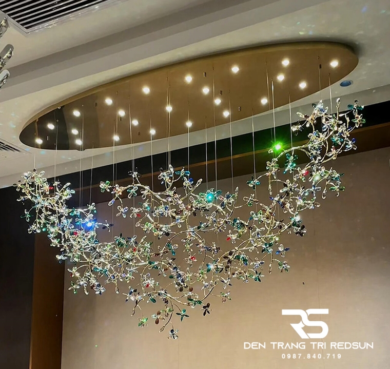 Đèn Thả Thông Tầng Hiện Đại Dải Hoa Pha Lê HTK067 