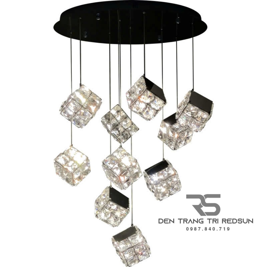 Đèn Thả Trần Lắp Phòng Khách, Phòng Ngủ, Thông Tầng Cầu Thang Hiện Đại Chất Liệu Pha Lê HTK070