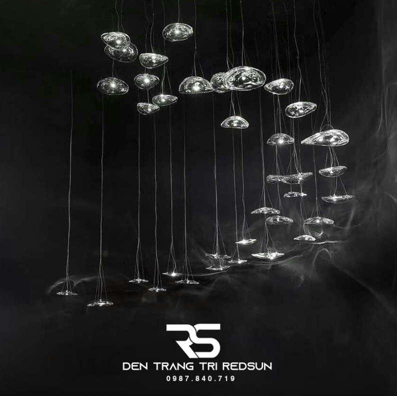 Đèn Thả Trần Hiện Đại Lắp Thông Tầng Cầu Thang, Phòng Khách, Khách Sạn, Quán Cà Phê Chất Liệu Thủy Tinh HTK081