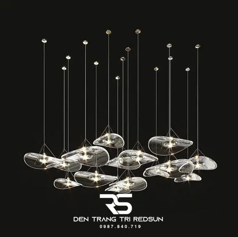 Đèn Thả Trần Hiện Đại Lắp Thông Tầng Cầu Thang, Phòng Khách, Khách Sạn, Quán Cà Phê Chất Liệu Thủy Tinh HTK081