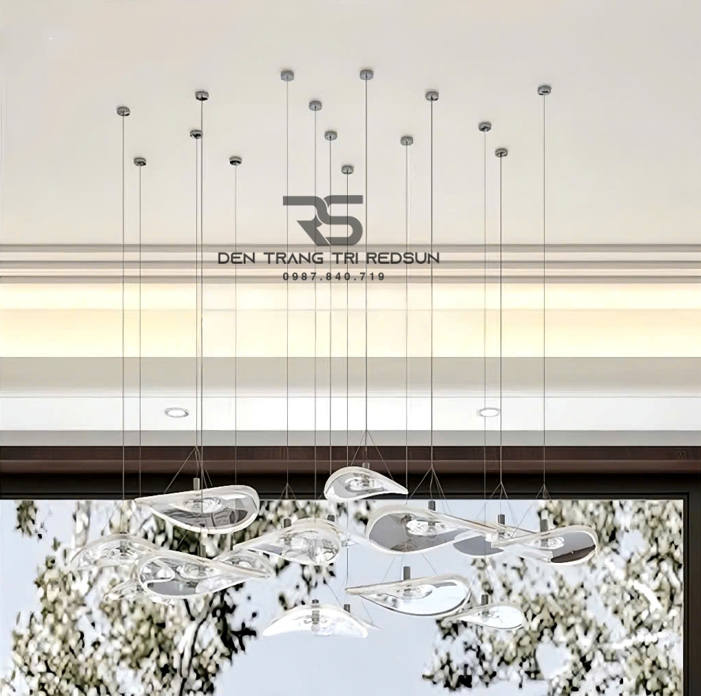 Đèn Thả Trần Hiện Đại Lắp Thông Tầng Cầu Thang, Phòng Khách, Khách Sạn, Quán Cà Phê Chất Liệu Thủy Tinh HTK081