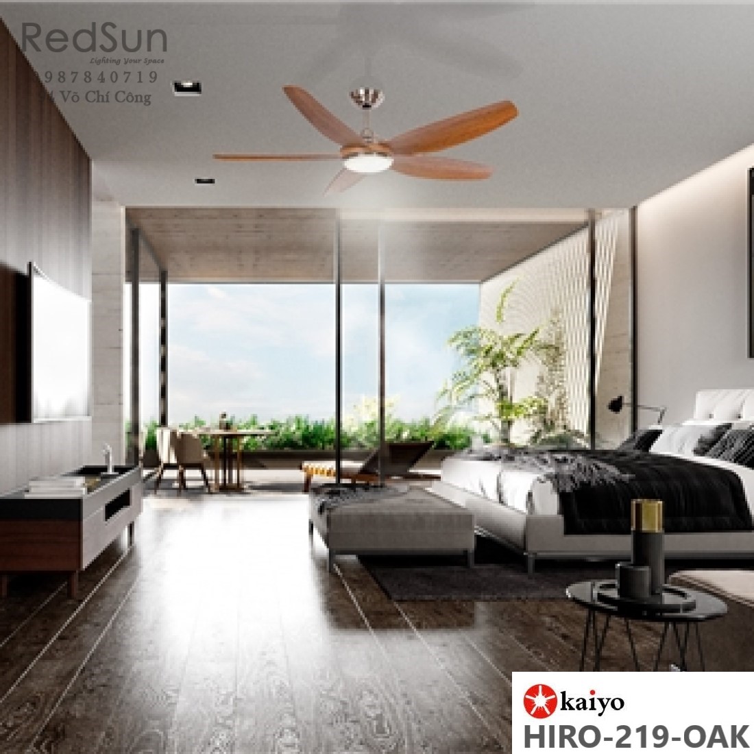 Quạt trần đèn KaiyoKukan HIRO-219-OAK