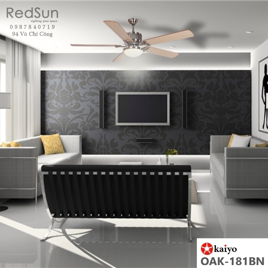 Quạt trần đèn KaiyoKukan OKA-181BN