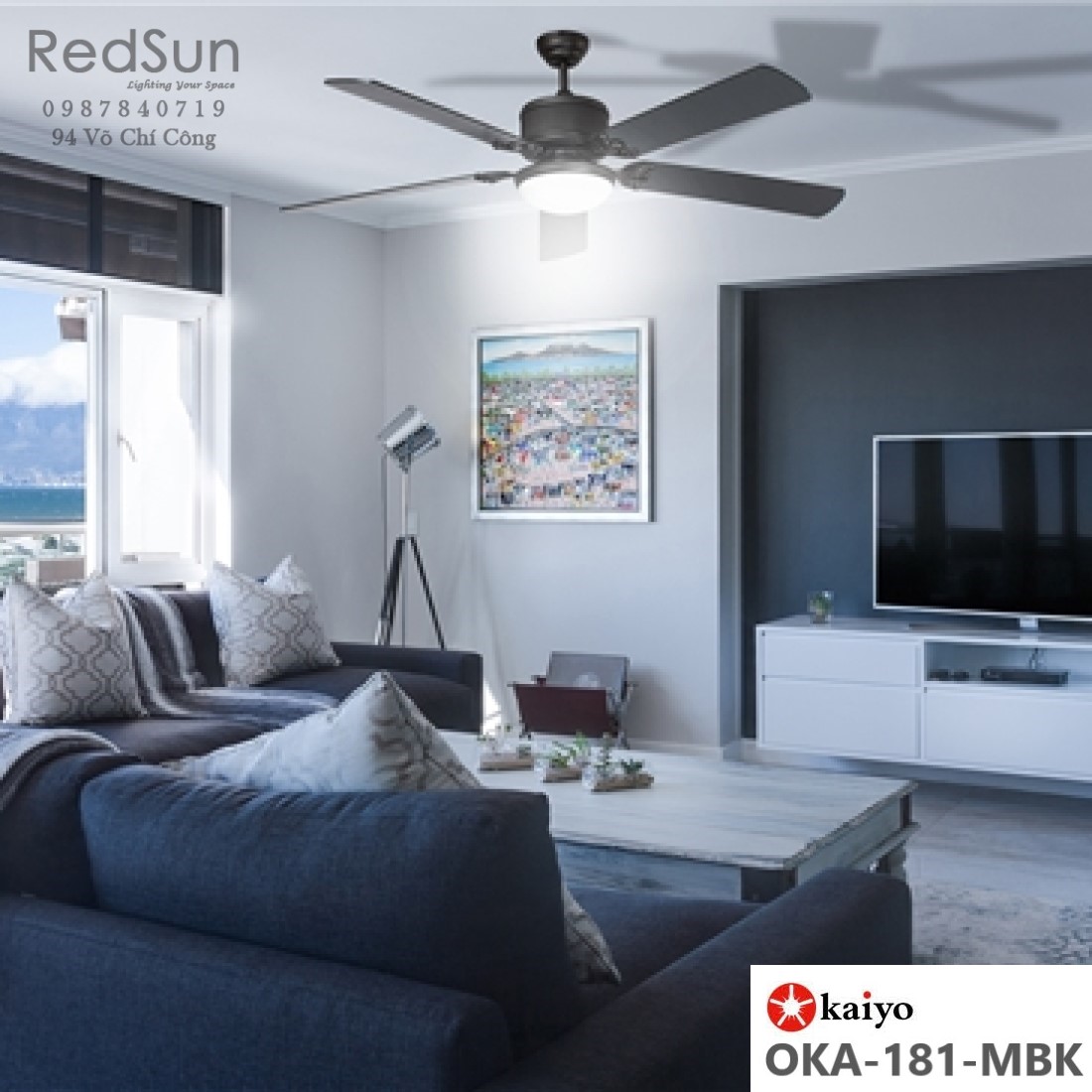 Quạt trần đèn KaiyoKukan OKA-181-MBK