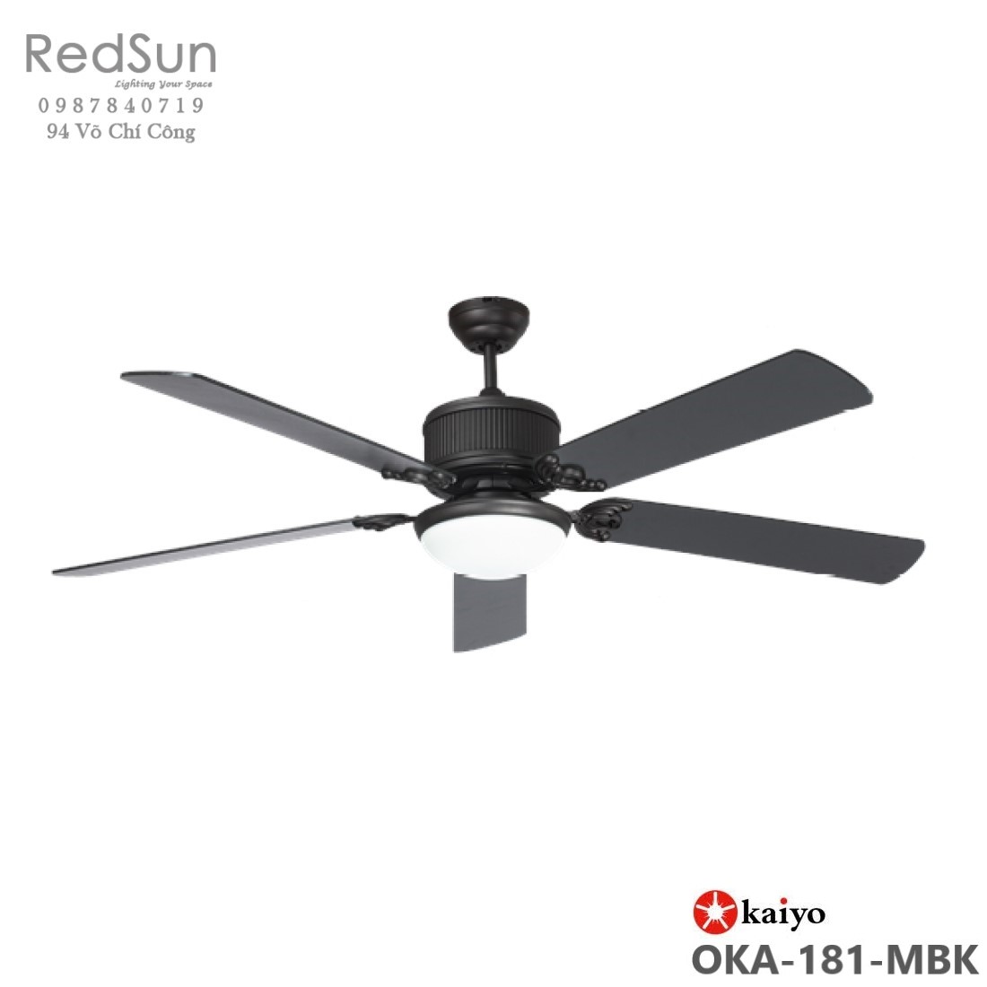 Quạt trần đèn KaiyoKukan OKA-181-MBK