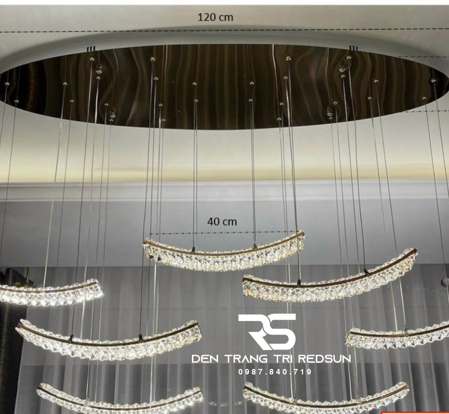 Đèn Thả Trần Hiện Đại Lắp Phòng Khách, Bàn Ăn, Bàn Đảo Chất Liệu Pha Lê HTK064