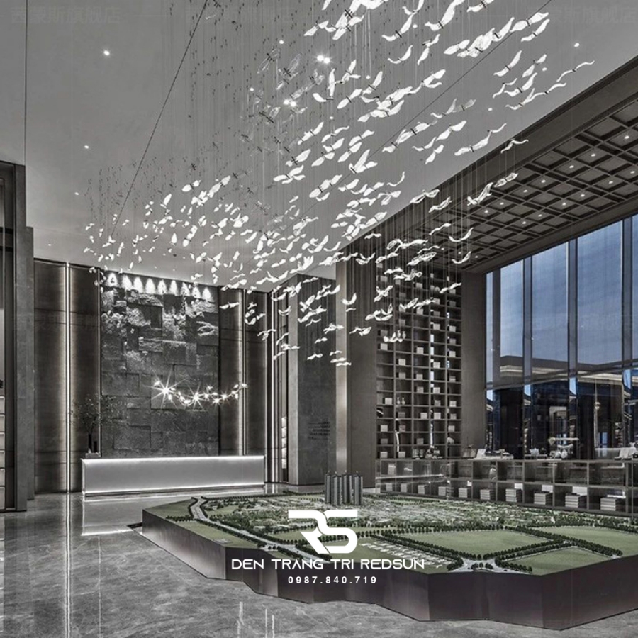 Đèn Thả Hiện Đại Cánh Chim Acrylic Lắp Phòng Khách, Sảnh Chờ, Thông Tầng Cầu Thang HTK060