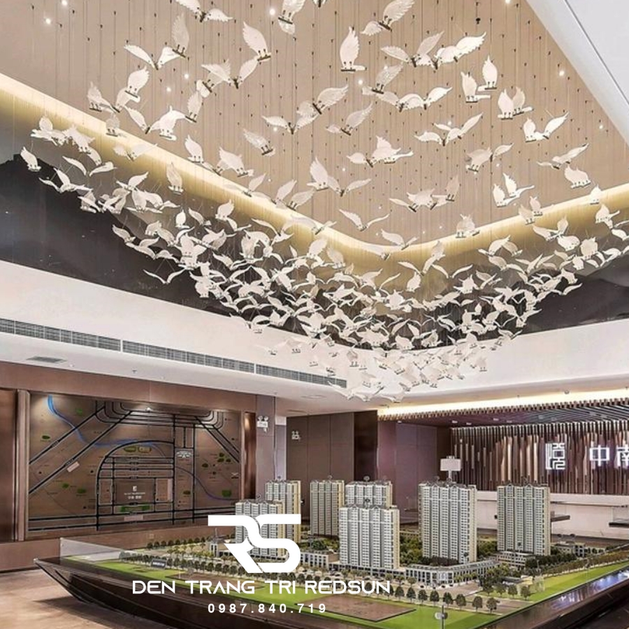 Đèn Thả Hiện Đại Cánh Chim Acrylic Lắp Phòng Khách, Sảnh Chờ, Thông Tầng Cầu Thang HTK060