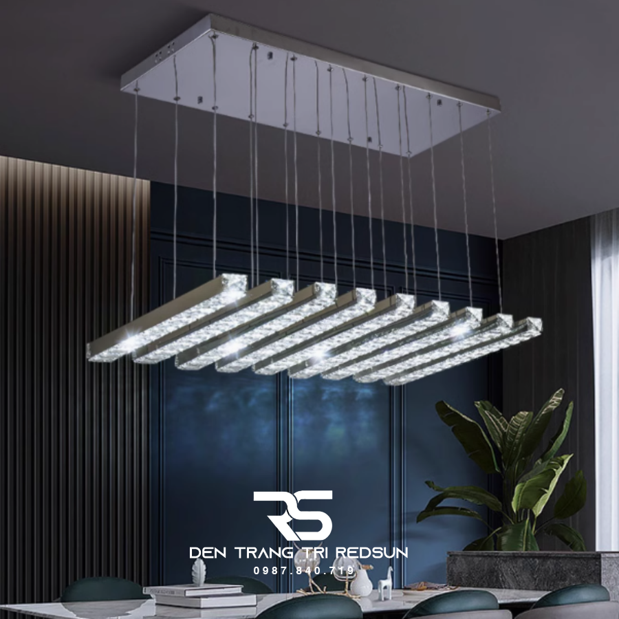 Đèn Thả Trần Hiện Đại Lắp Bàn Ăn, Bàn Đảo Chất Liệu Pha Lê HTK063