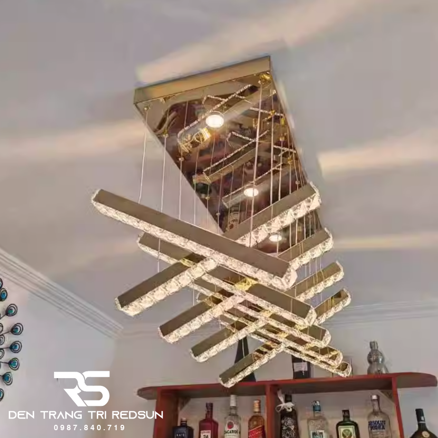 Đèn Thả Trần Hiện Đại Lắp Bàn Ăn, Bàn Đảo Chất Liệu Pha Lê HTK063