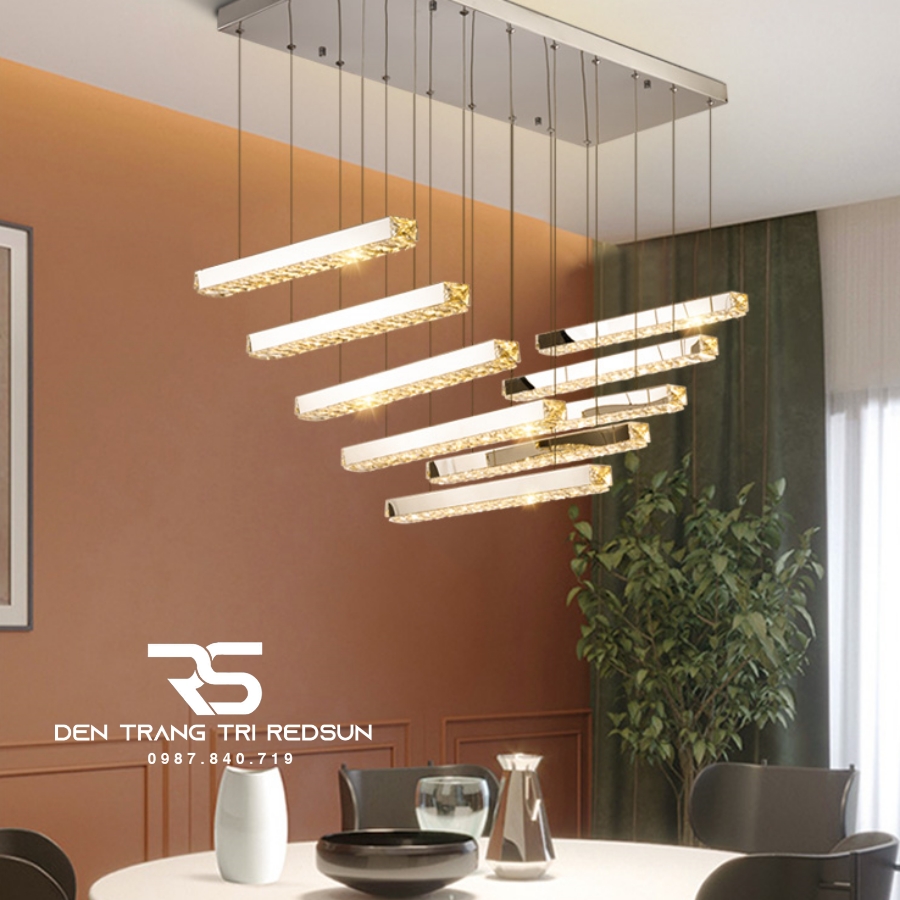 Đèn Thả Trần Hiện Đại Lắp Bàn Ăn, Bàn Đảo Chất Liệu Pha Lê HTK063