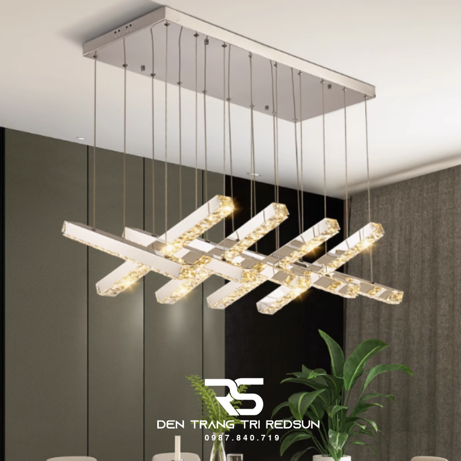 Đèn Thả Trần Hiện Đại Lắp Bàn Ăn, Bàn Đảo Chất Liệu Pha Lê HTK063