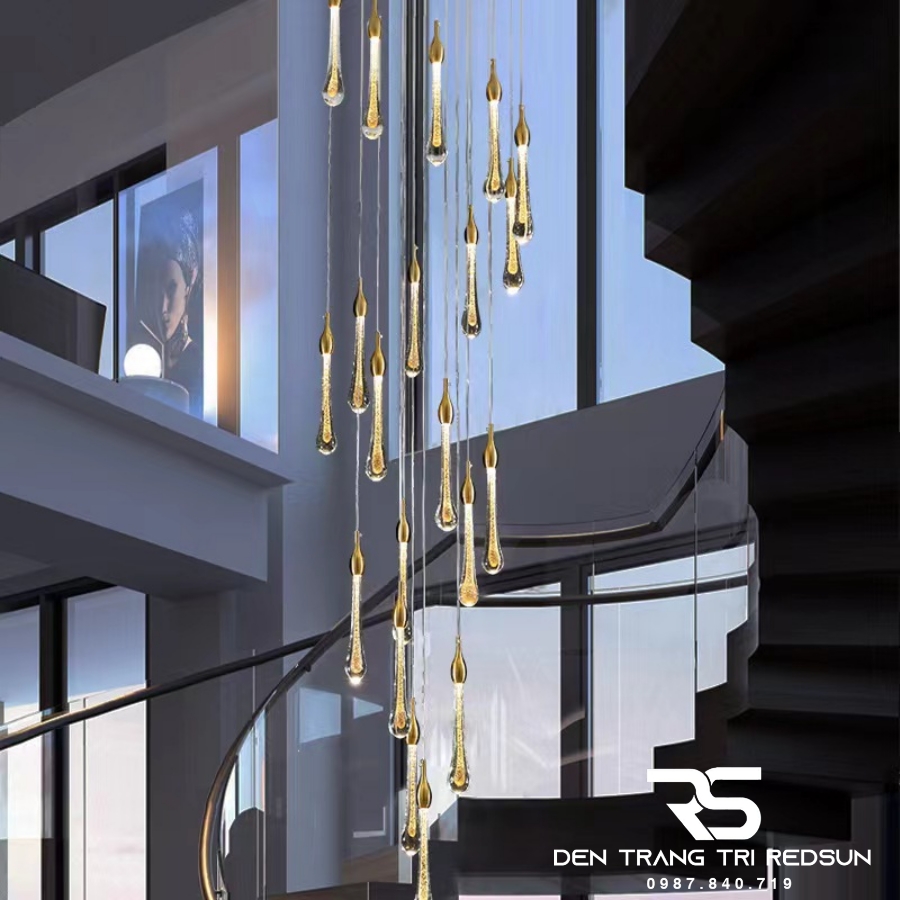 Đèn Thả Trần Lắp Phòng Khách, Phòng Ngủ, Bàn Ăn, Thông Tầng Cầu Thang Hiện Đại Chất Liệu Pha Lê HTK066