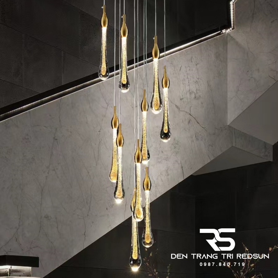 Đèn Thả Trần Lắp Phòng Khách, Phòng Ngủ, Bàn Ăn, Thông Tầng Cầu Thang Hiện Đại Chất Liệu Pha Lê HTK066