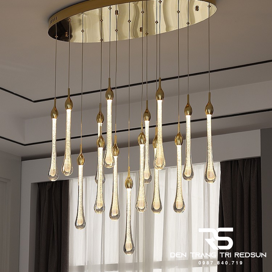 Đèn Thả Trần Lắp Phòng Khách, Phòng Ngủ, Bàn Ăn, Thông Tầng Cầu Thang Hiện Đại Chất Liệu Pha Lê HTK066