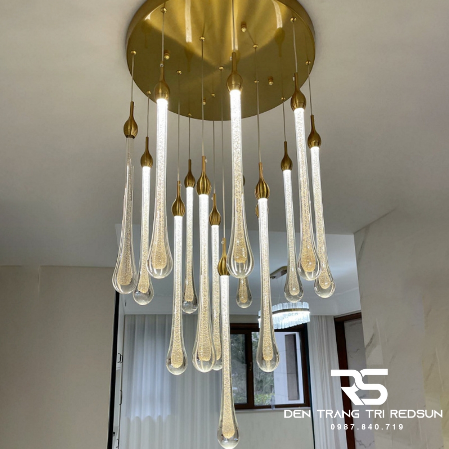 Đèn Thả Trần Lắp Phòng Khách, Phòng Ngủ, Bàn Ăn, Thông Tầng Cầu Thang Hiện Đại Chất Liệu Pha Lê HTK066