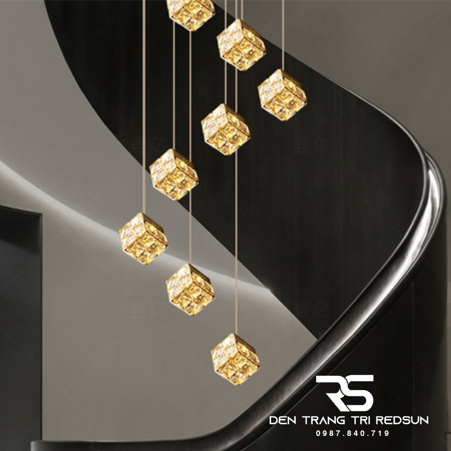 Đèn Thả Trần Lắp Phòng Khách, Phòng Ngủ, Thông Tầng Cầu Thang Hiện Đại Chất Liệu Pha Lê HTK070