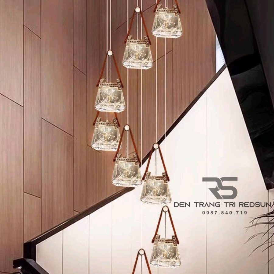 Đèn Thả Trần Lắp Phòng Khách, Phòng Ngủ, Bàn Ăn, Thông Tầng Cầu Thang Hiện Đại Chất Liệu Pha Lê HTK071