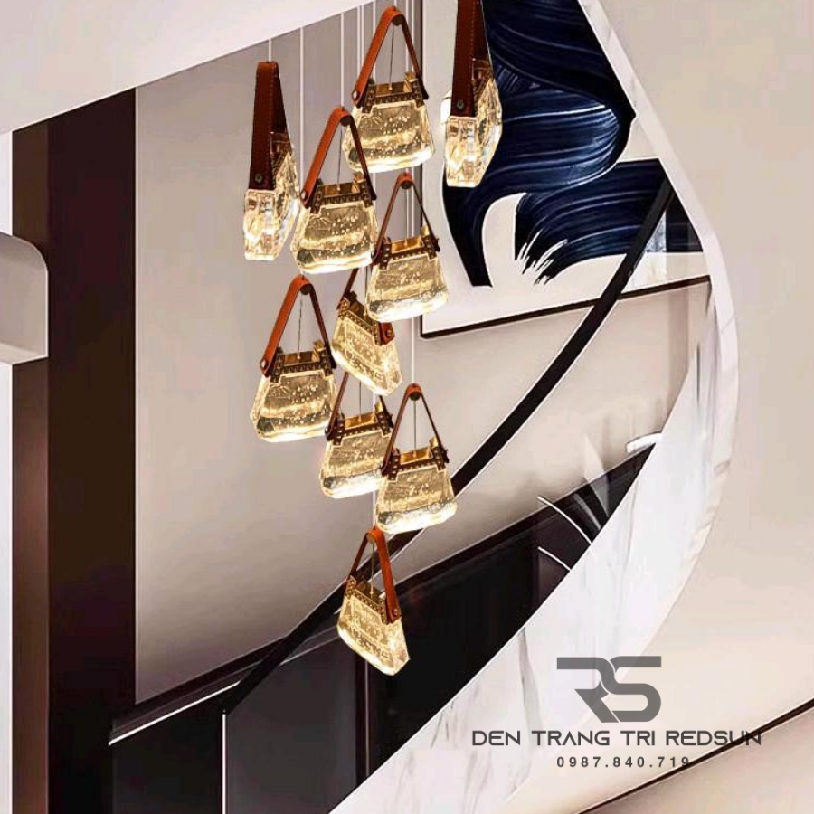 Đèn Thả Trần Lắp Phòng Khách, Phòng Ngủ, Bàn Ăn, Thông Tầng Cầu Thang Hiện Đại Chất Liệu Pha Lê HTK071