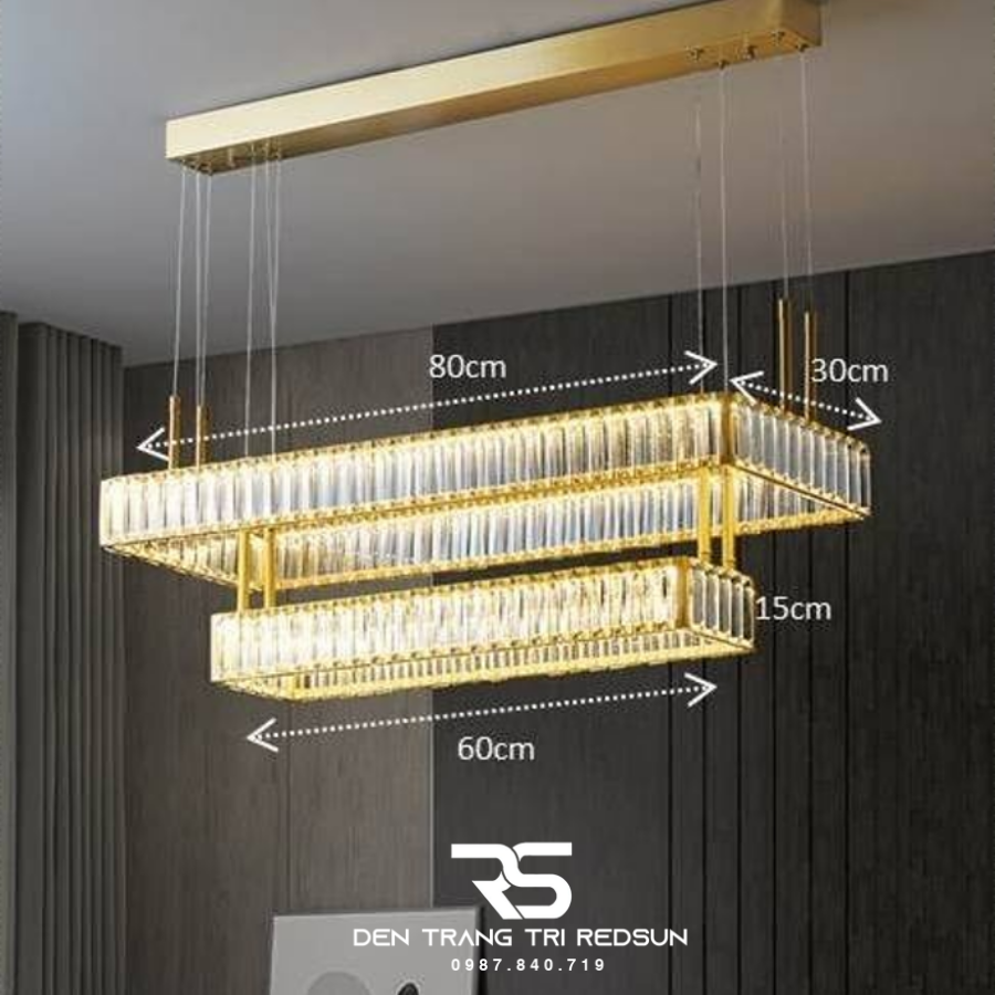 Đèn Thả Pha Lê Bàn Ăn, Bàn Đảo Hiện Đại TPL048