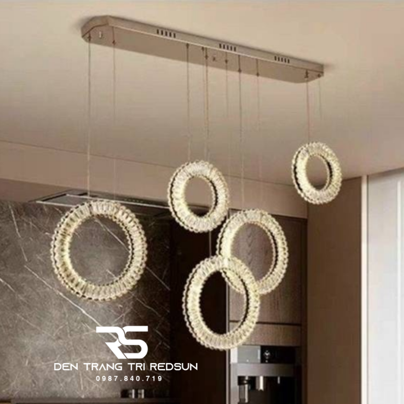Đèn Thả Pha Lê Bàn Ăn, Bàn Đảo Hiện Đại TPL052