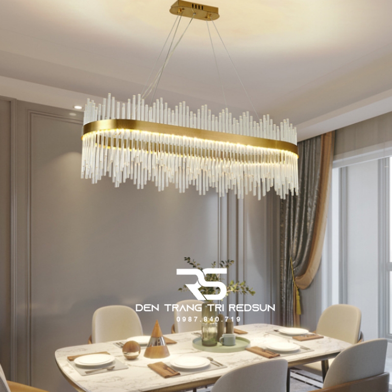 Đèn Thả Pha Lê Bàn Ăn, Bàn Đảo Hiện Đại TPL014