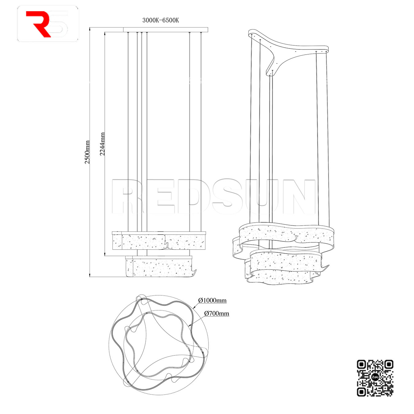 Đèn Thả Dải Lụa Dáng Xoắn Cao Cấp Lắp Phòng Khách, Phòng Ăn, Khách Sạn Phong Cách Bắc Âu Hiện Đại MA05988PB-002