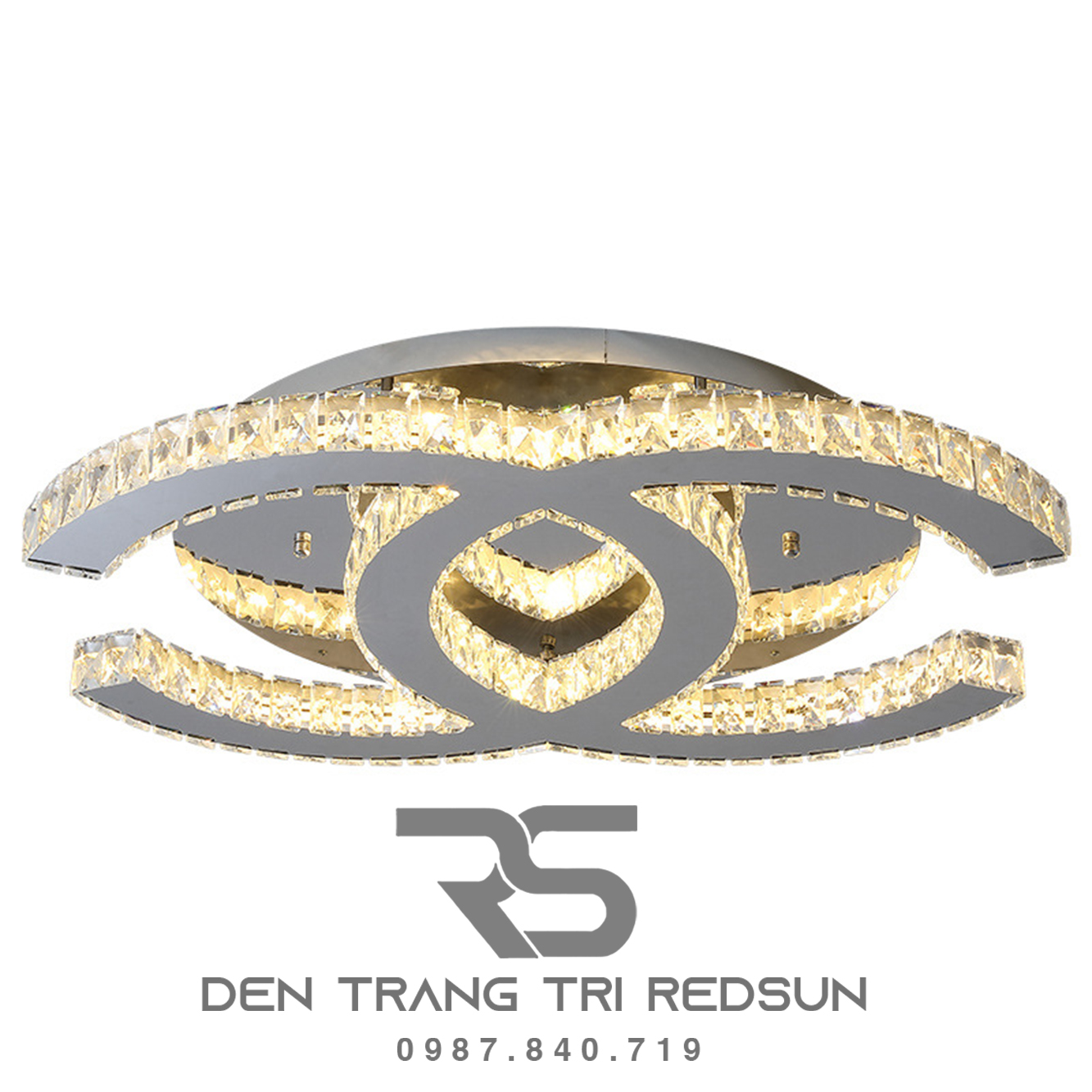 Đèn Mâm Pha Lê Ốp Trần Phòng Khách Hiện Đại M9218