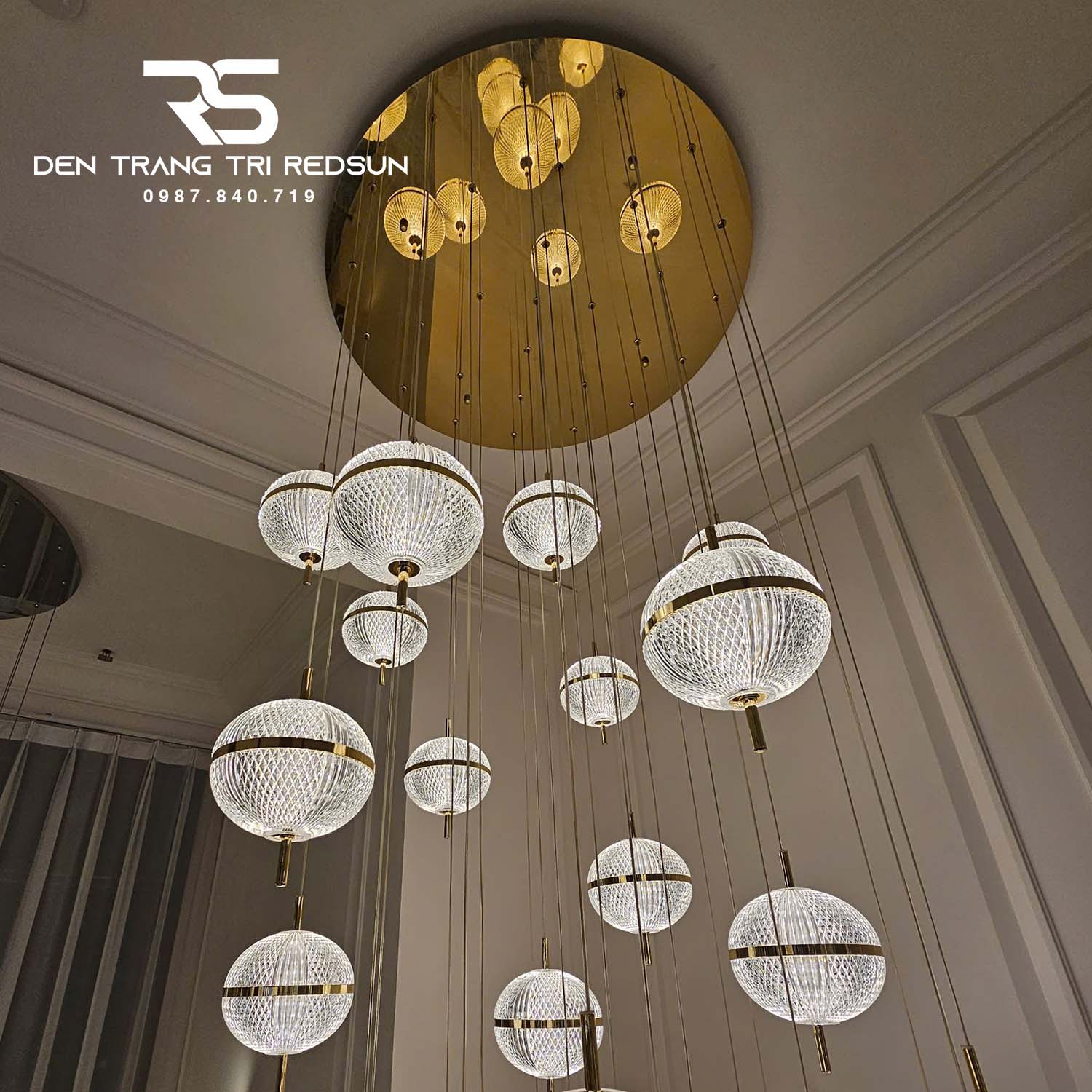 Đèn Chùm Hiện Đại Lắp Thông Tầng Phòng Khách, Cầu Thang Phong Cách Bắc Âu Cầu Kim Cương MA05786P-030