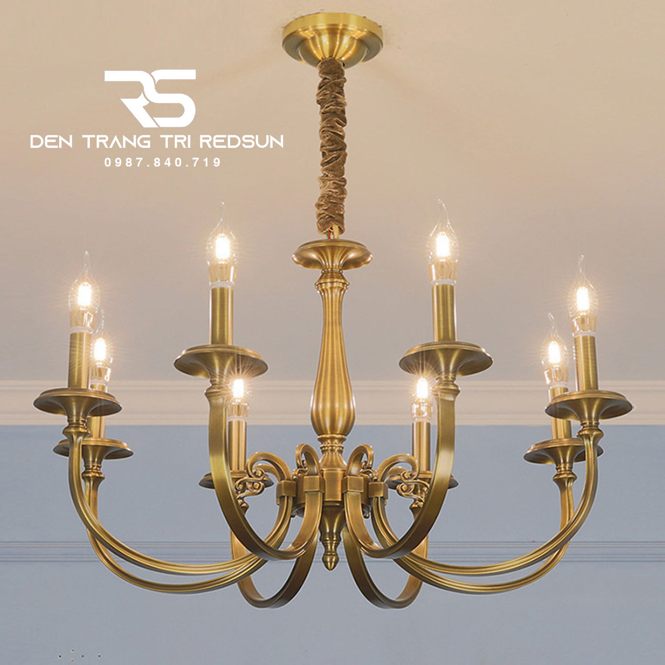 Đèn Chùm Phòng Khách Hiện Đại Phong Cách Indochine Khung Đồng N8042/8