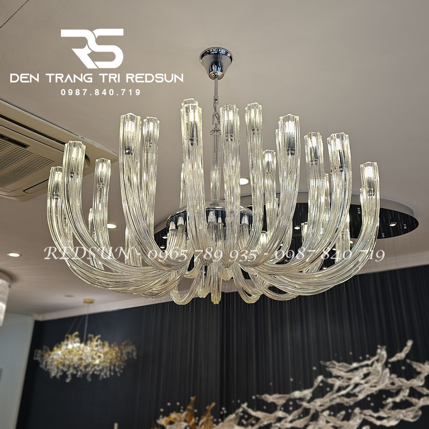 Đèn Chùm Trang Trí Phòng Khách, Sảnh Chờ, Phòng Ăn, Phòng Ngủ Ống Thủy Tinh Phong Cách Bắc Âu DCP-001