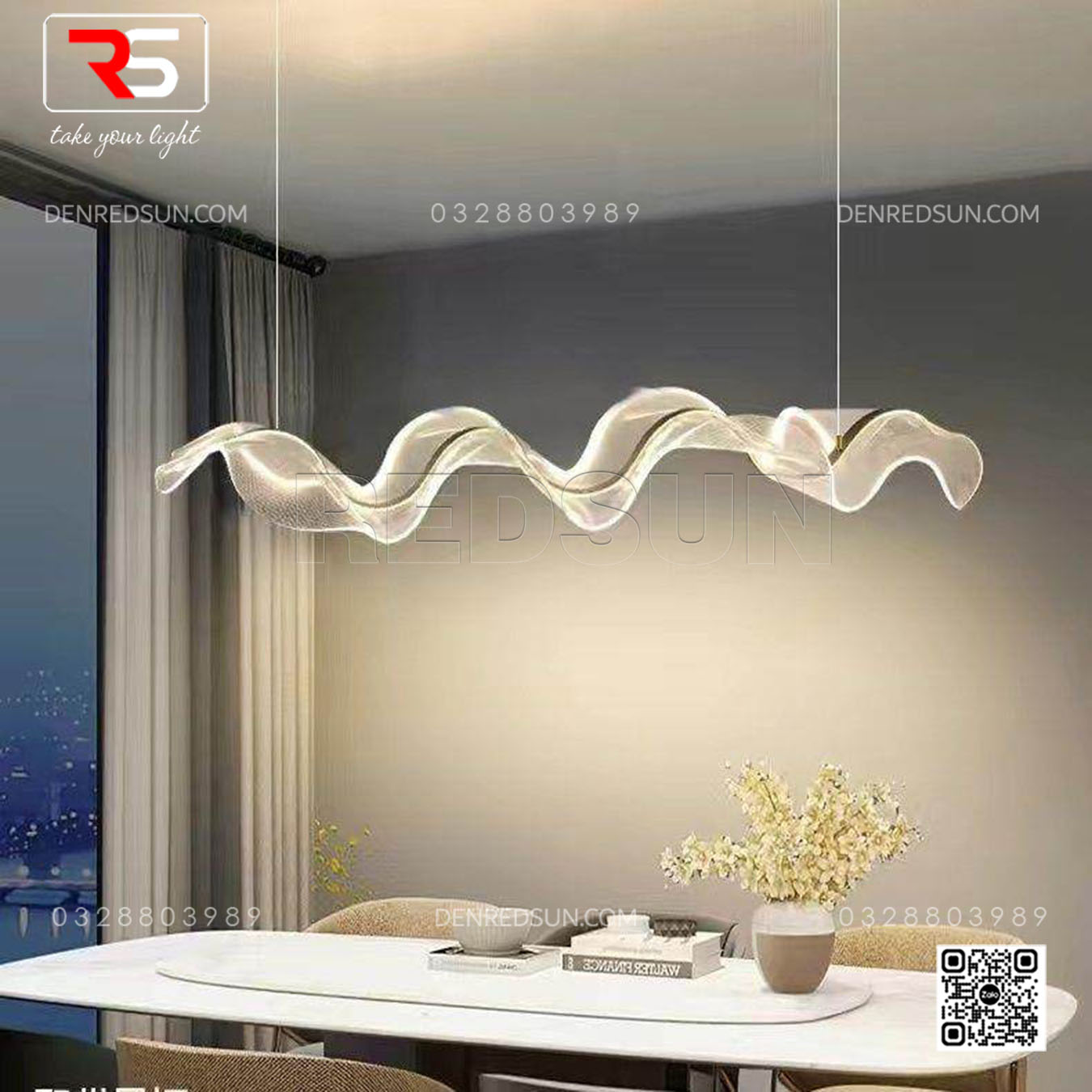 Đèn Thả Dải Lụa Cao Cấp Lắp Bàn Ăn, Bàn Đảo, Quầy Lễ Tân Phong Cách Bắc Âu Hiện Đại Chất Liệu Acrylic MK5890P-001-DZ-01-2.4