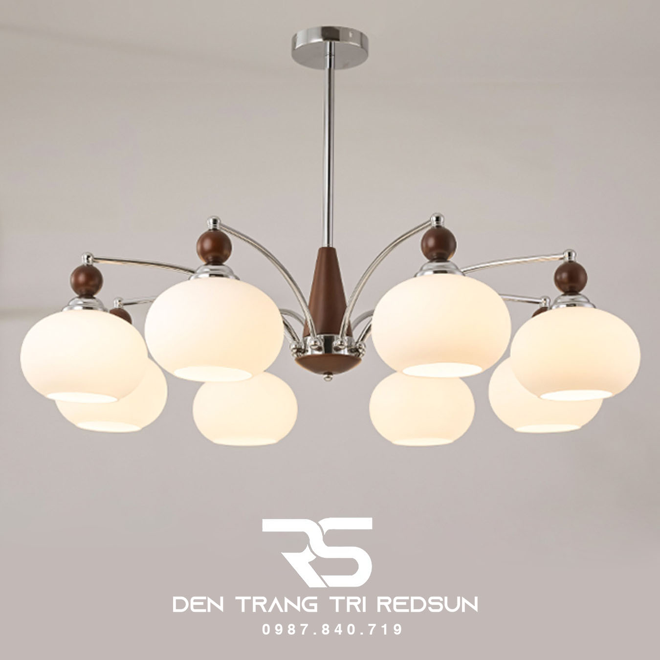 Đèn Chùm Phòng Khách Hiện Đại Chao Thuỷ Tinh N8039/8