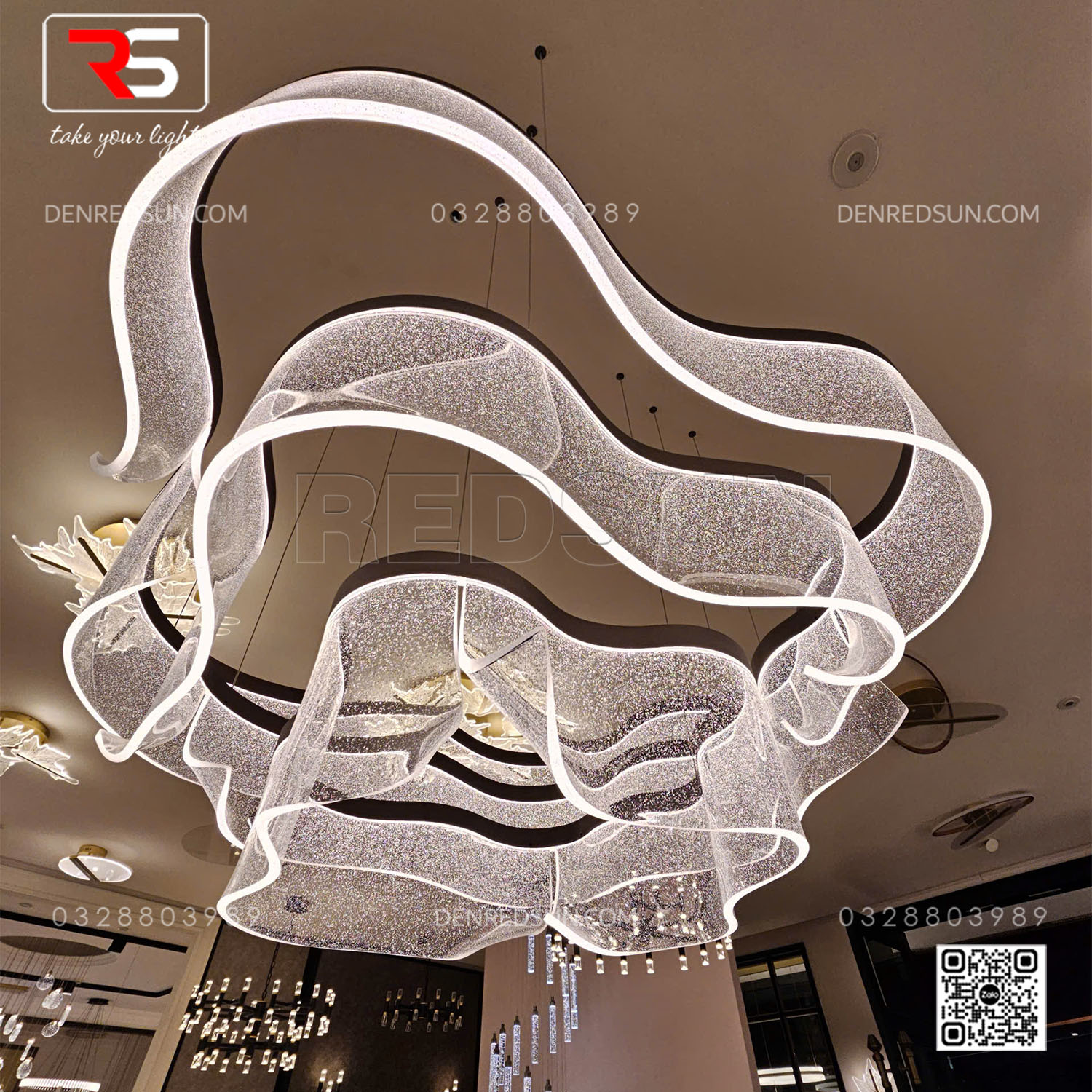 Đèn Thả Dải Lụa Dáng Xoắn Cao Cấp Lắp Phòng Khách, Phòng Ăn, Khách Sạn Phong Cách Bắc Âu Hiện Đại MA05988PB-002