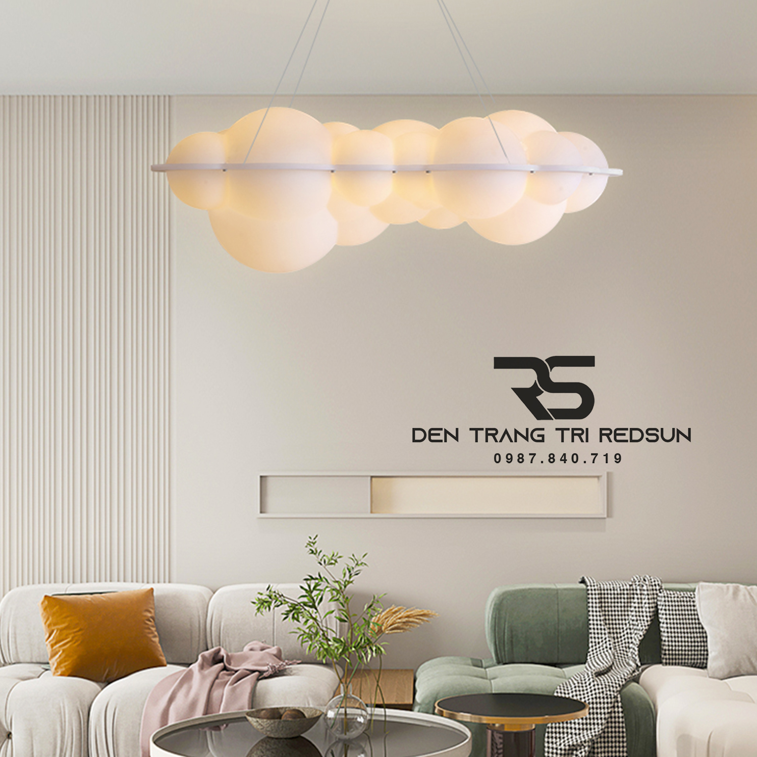 Đèn Chùm Đám Mây Phong Cách Bắc Âu Lắp Phòng Khách Hiện Đại DC-T114