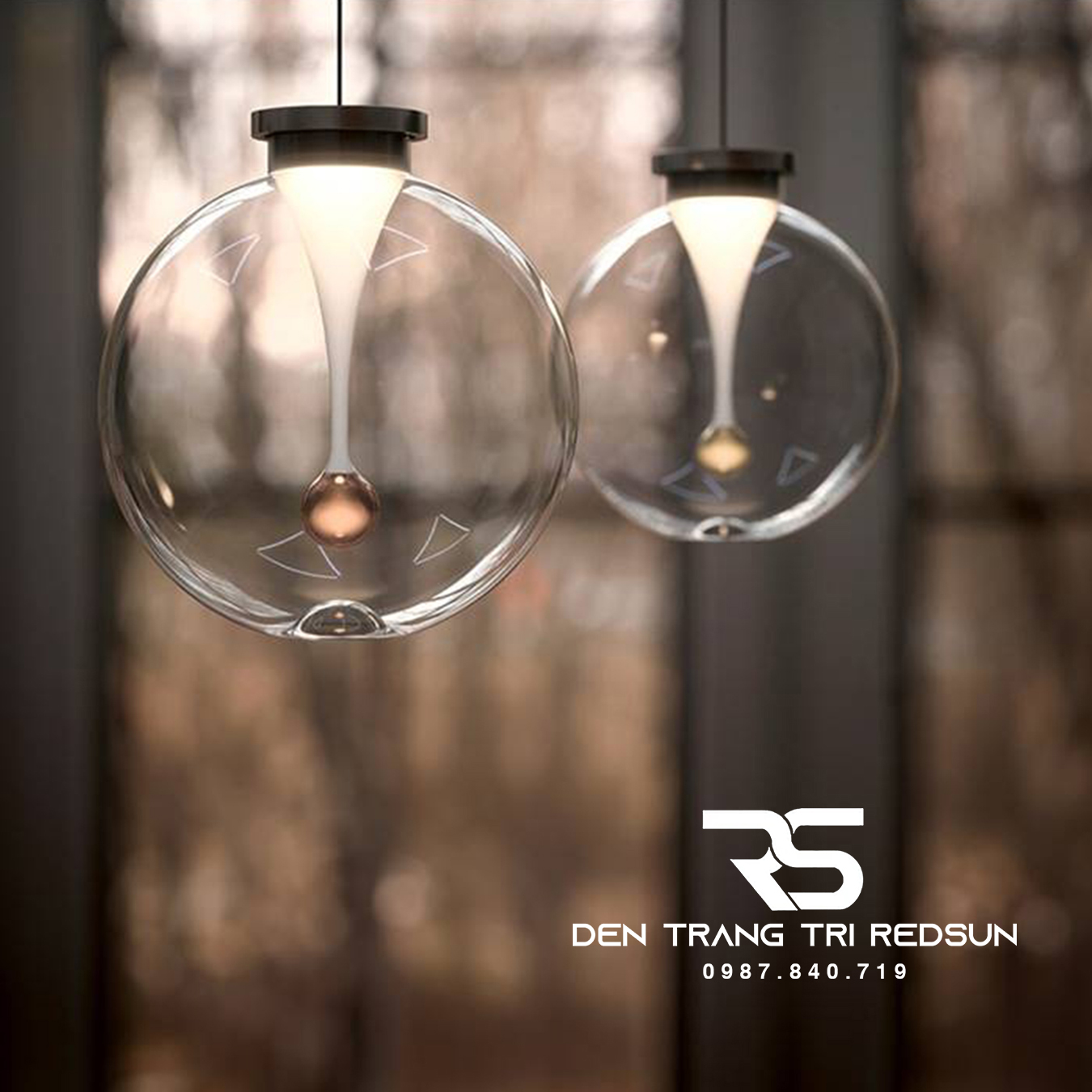 Đèn Thả Trần Phòng Ăn, Phòng Ngủ Phong Cách Bắc Âu Hiện Đại Cầu Thủy Tinh Hình Giọt Nước CDT-T070