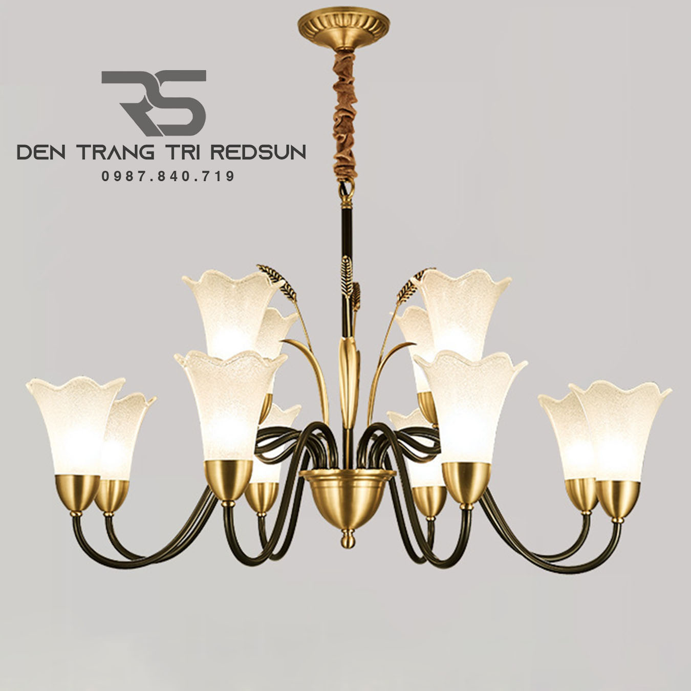 Đèn Chùm Phòng Khách Hiện Đại Phong Cách Indochine Chao Thuỷ Tinh N8037