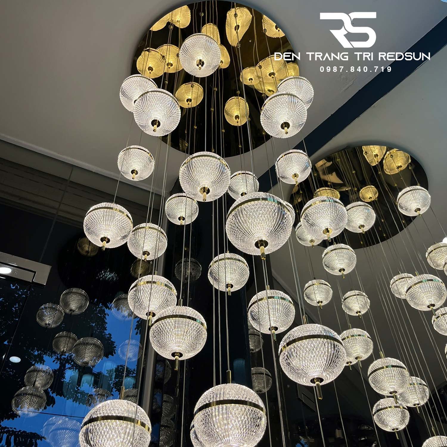 Đèn Chùm Hiện Đại Lắp Thông Tầng Phòng Khách, Cầu Thang Phong Cách Bắc Âu Cầu Kim Cương MA05786P-030