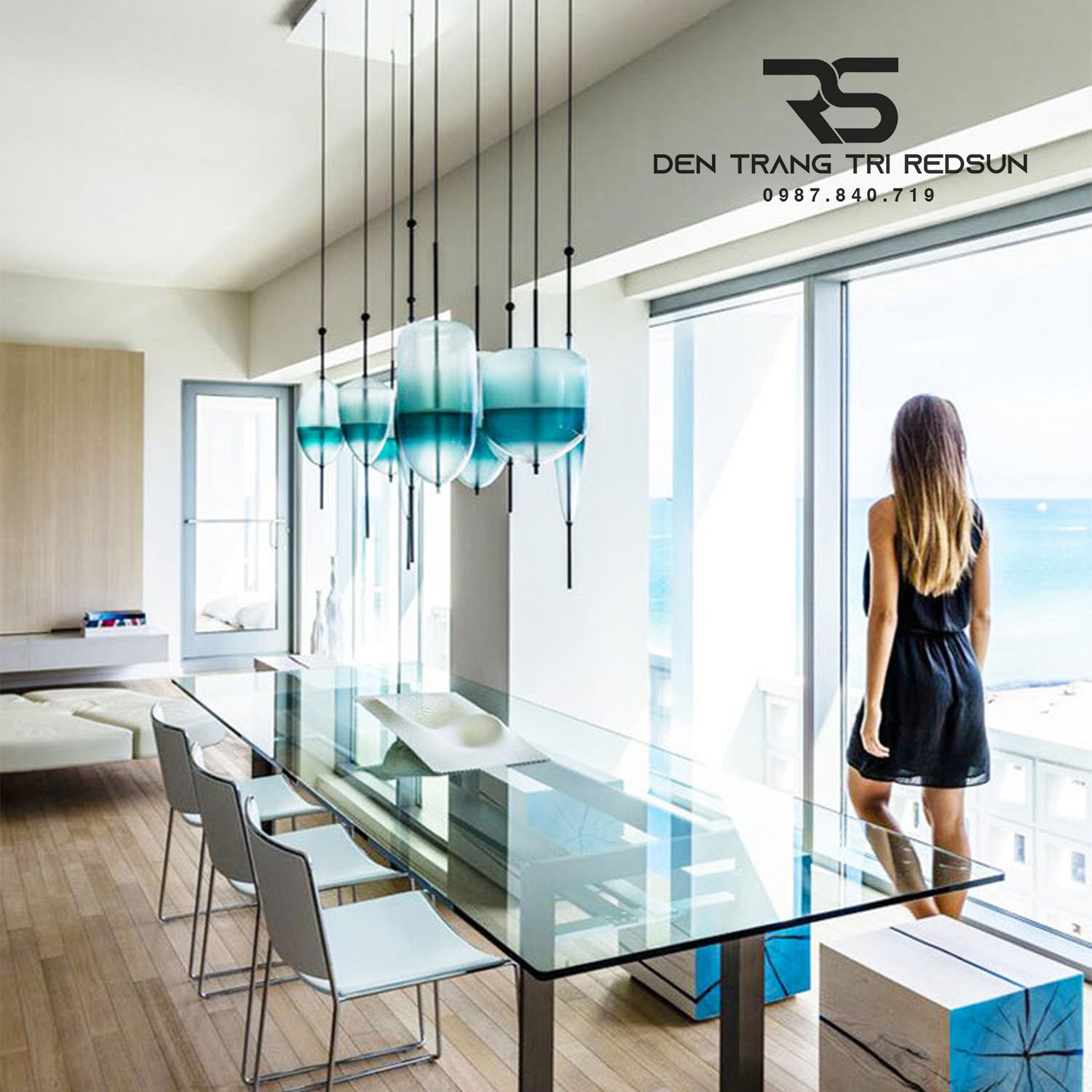 Đèn Thả Phòng Khách, Phòng Ngủ, Bàn Ăn Phong Cách Bắc Âu Hiện Đại Chao Thủy Tinh CDT-T073