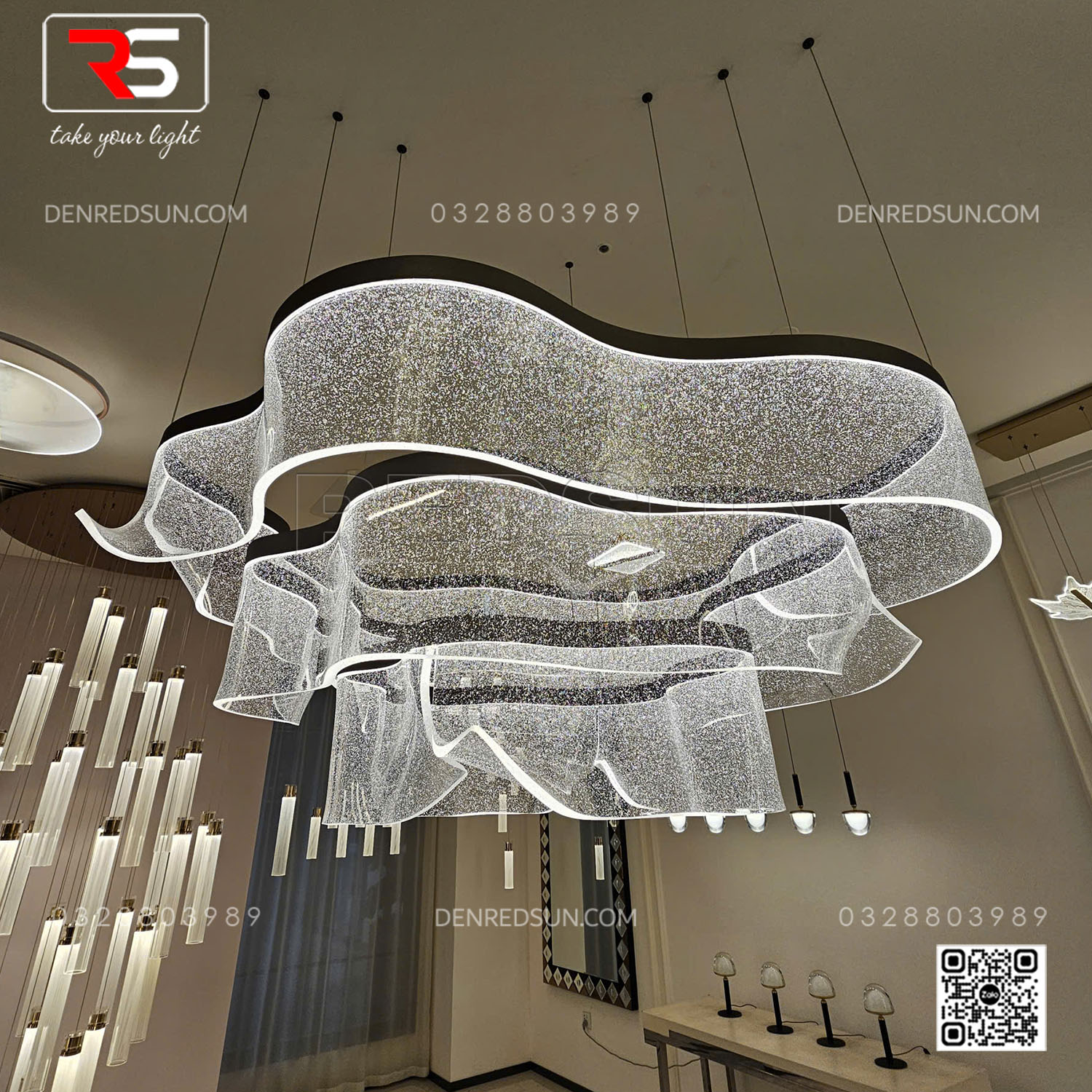 Đèn Thả Dải Lụa Dáng Xoắn Cao Cấp Lắp Phòng Khách, Phòng Ăn, Khách Sạn Phong Cách Bắc Âu Hiện Đại MA05988PB-002