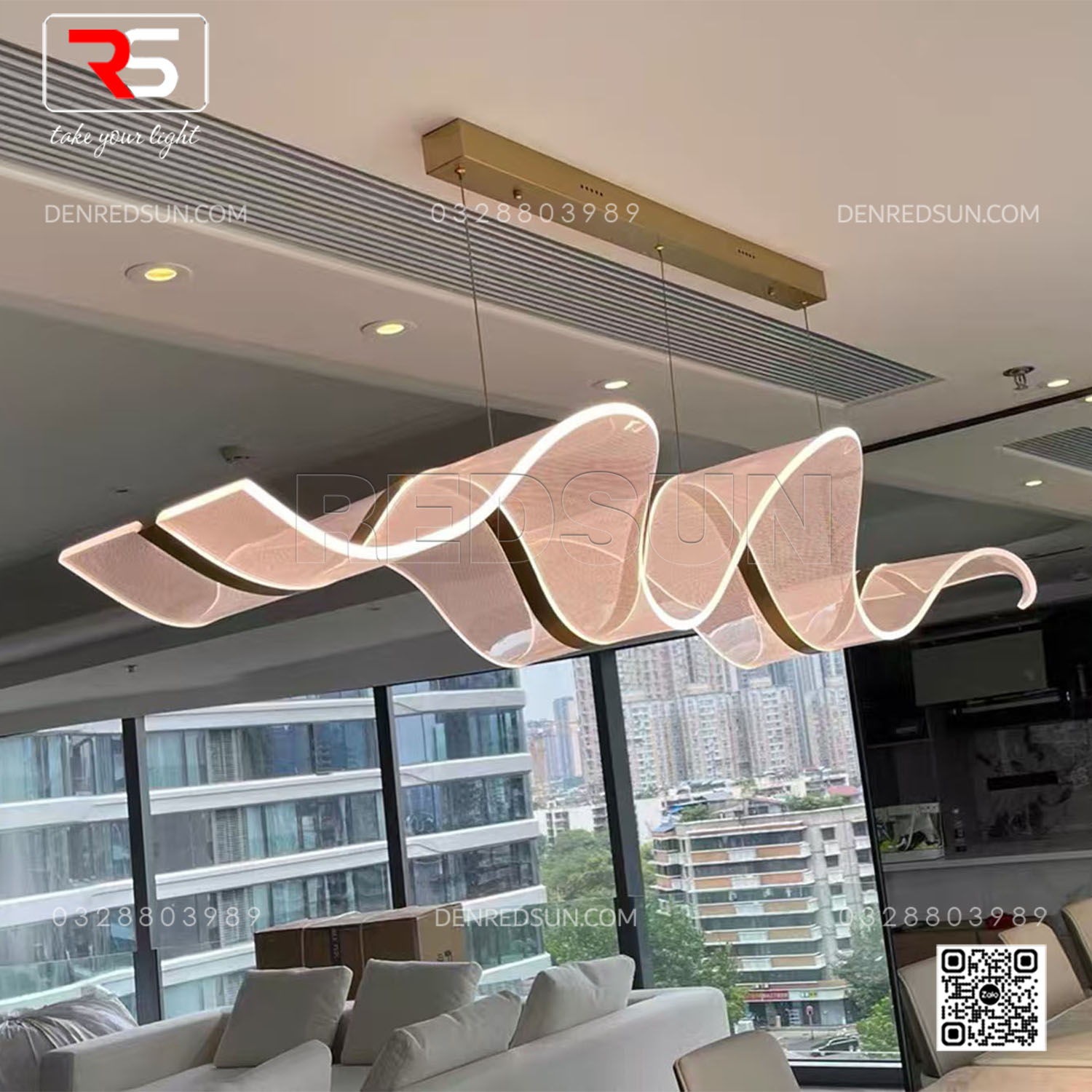 Đèn Thả Dải Lụa Cao Cấp Lắp Bàn Ăn, Bàn Đảo, Quầy Lễ Tân Phong Cách Bắc Âu Hiện Đại Chất Liệu Acrylic MK5890P-001-DZ-01-2.4