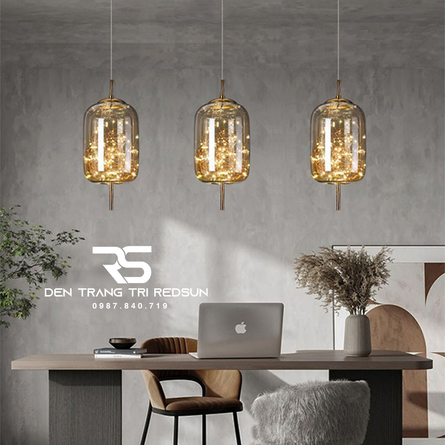 Đèn Thả Bàn Ăn, Bàn Đảo Hiện Đại Phong Cách Bắc Âu Chao Thủy Tinh Bầu Trời Sao CDT-T071