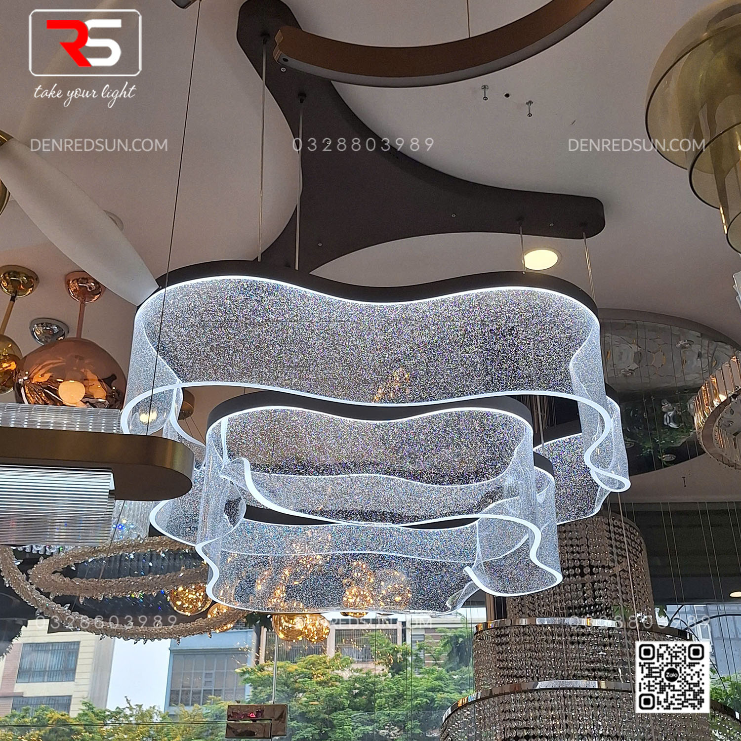 Đèn Thả Dải Lụa Dáng Xoắn Cao Cấp Lắp Phòng Khách, Phòng Ăn, Khách Sạn Phong Cách Bắc Âu Hiện Đại MA05988PB-002